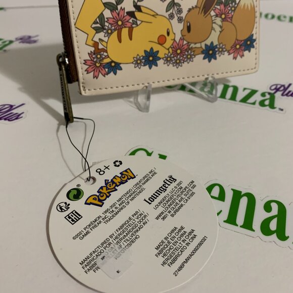 Loungefly Cardholder Pokémon Pikachu Eevee Floral Zipper Coin Purse Card Holder - Picture 3 of 4
